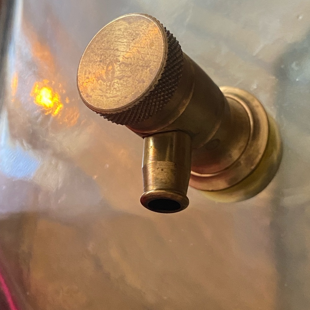 Green Glass Beverage Decanter/Dispenser Brass Spigot Made in Italy 12L (3.17Gal)